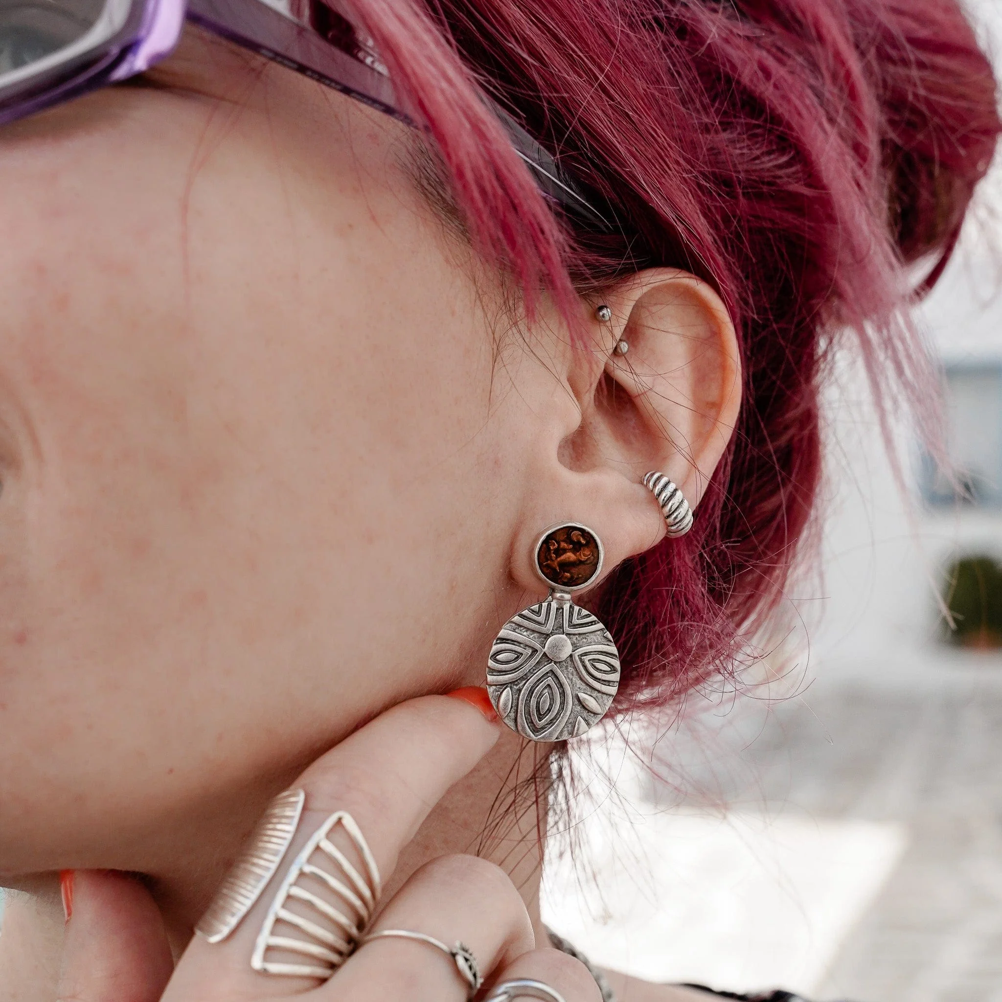 Amber Flower Earrings - Image 4