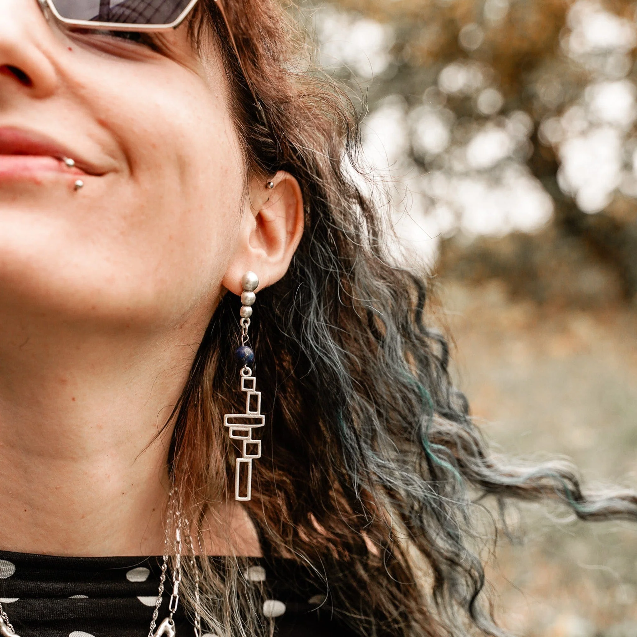 Cyan Veil Earrings - Image 2