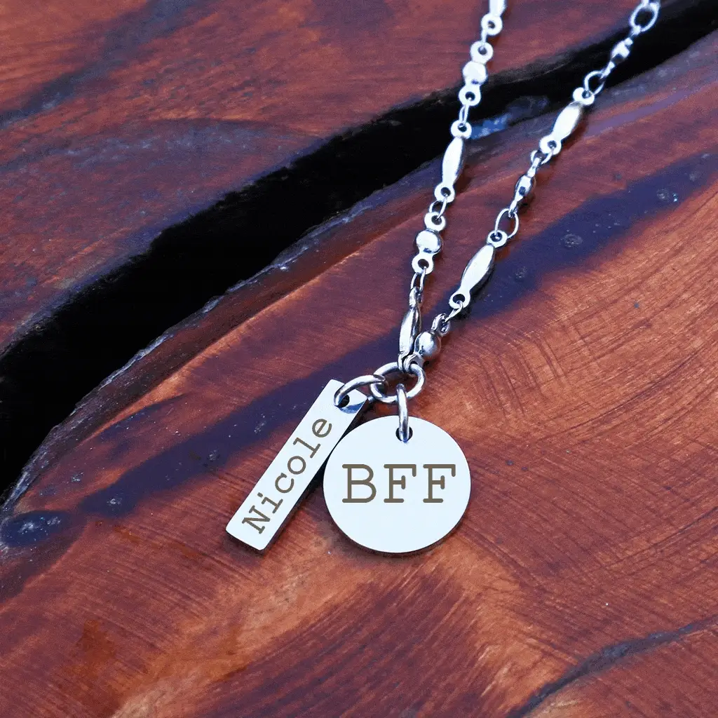 Engravable Bar and Coin Necklace - Image 3