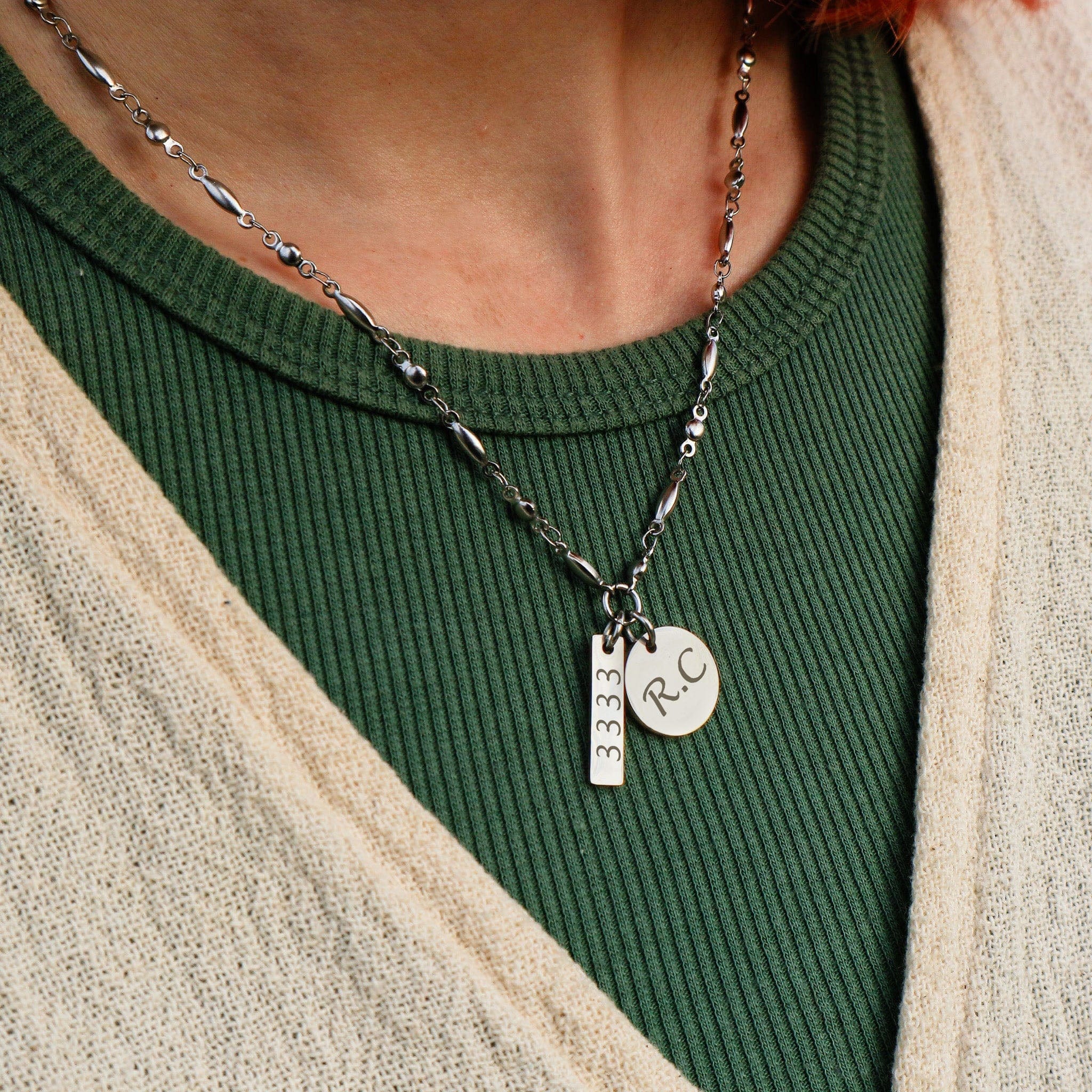 Engravable Bar and Coin Necklace - Image 4