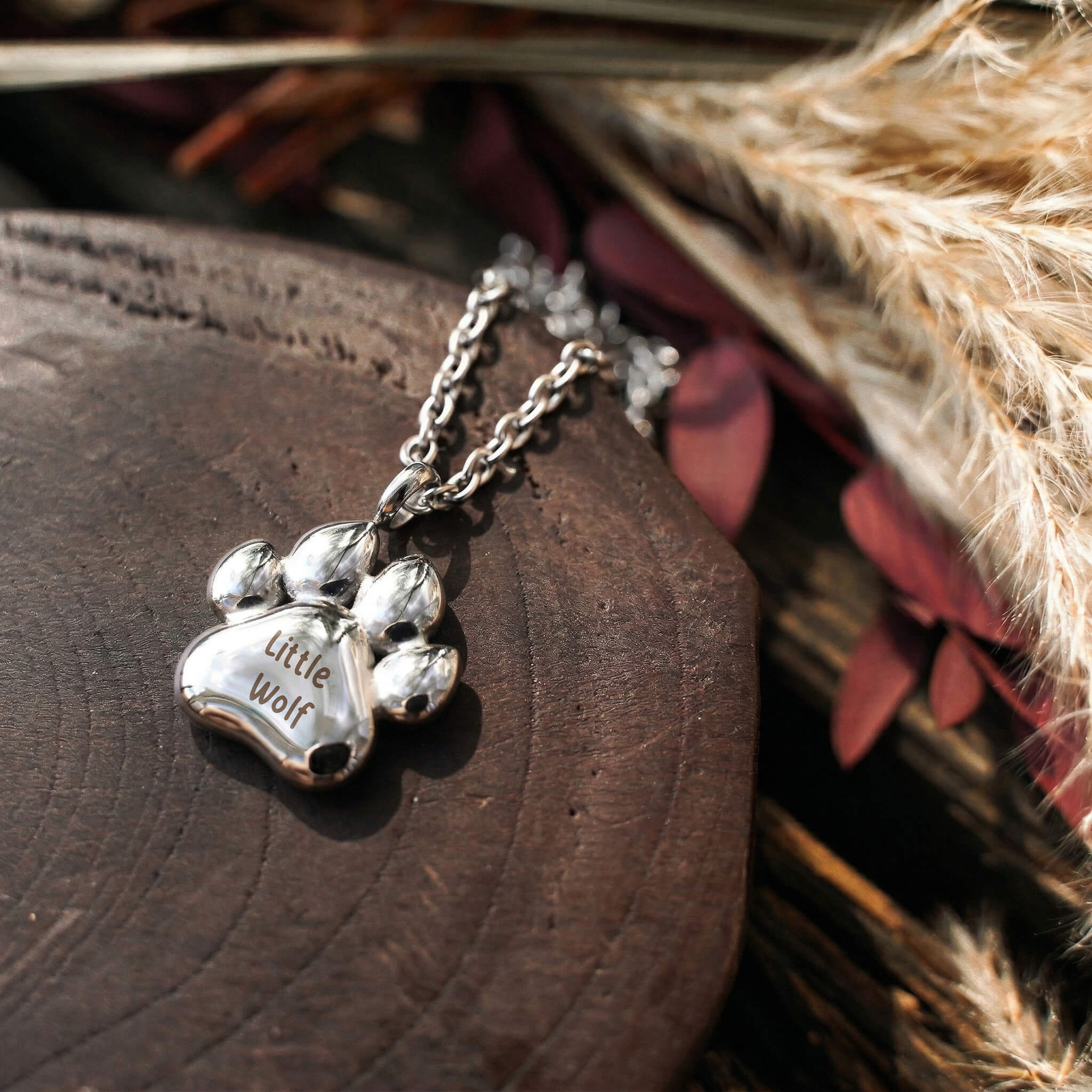 Engravable Silver Paw Necklace - Image 3
