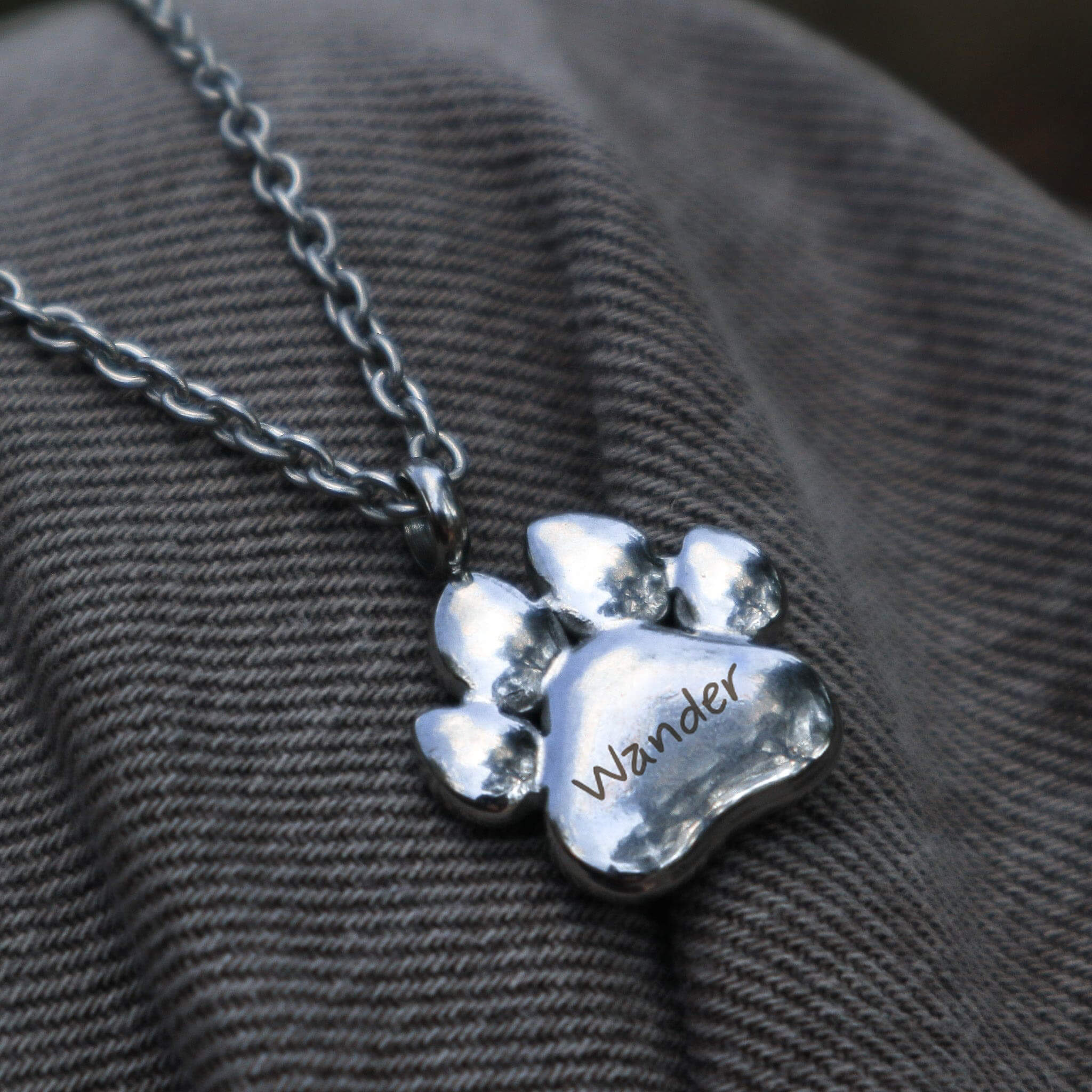 Engravable Silver Paw Necklace - Image 4