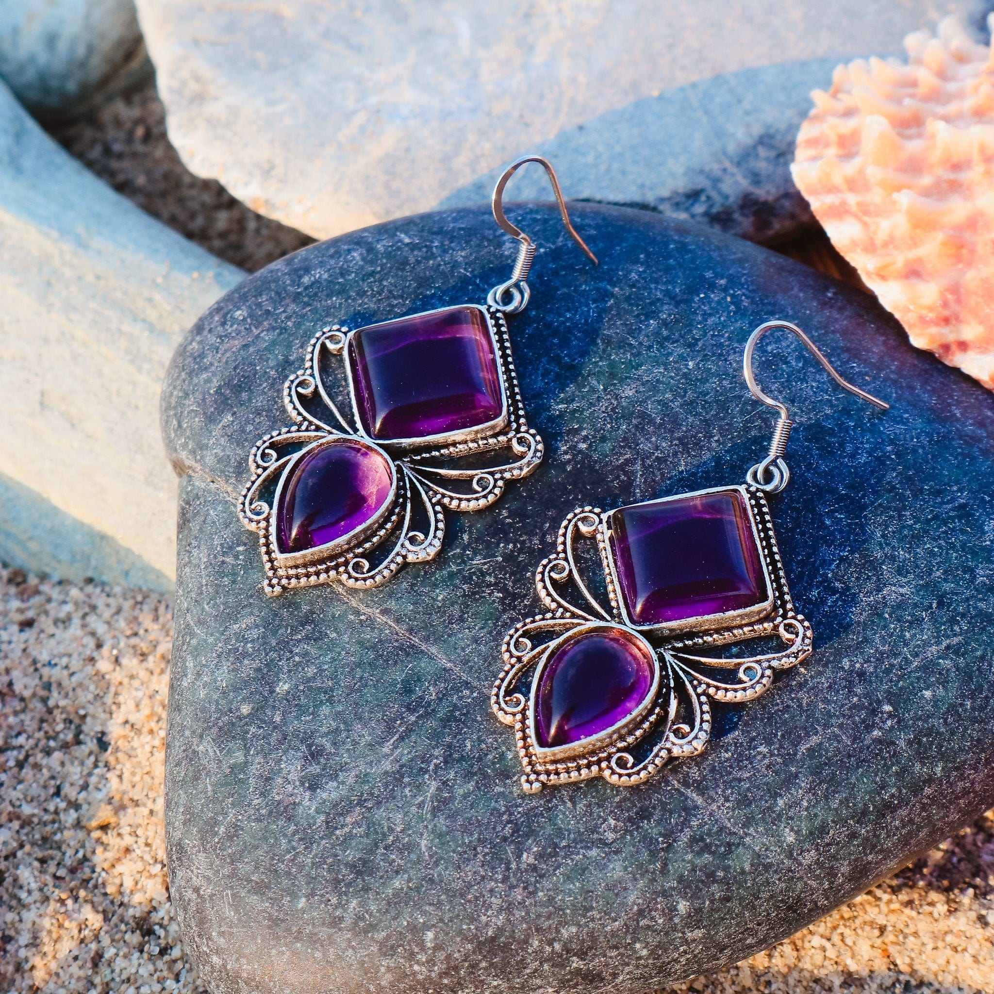 Purple Butterfly Earrings - Image 3