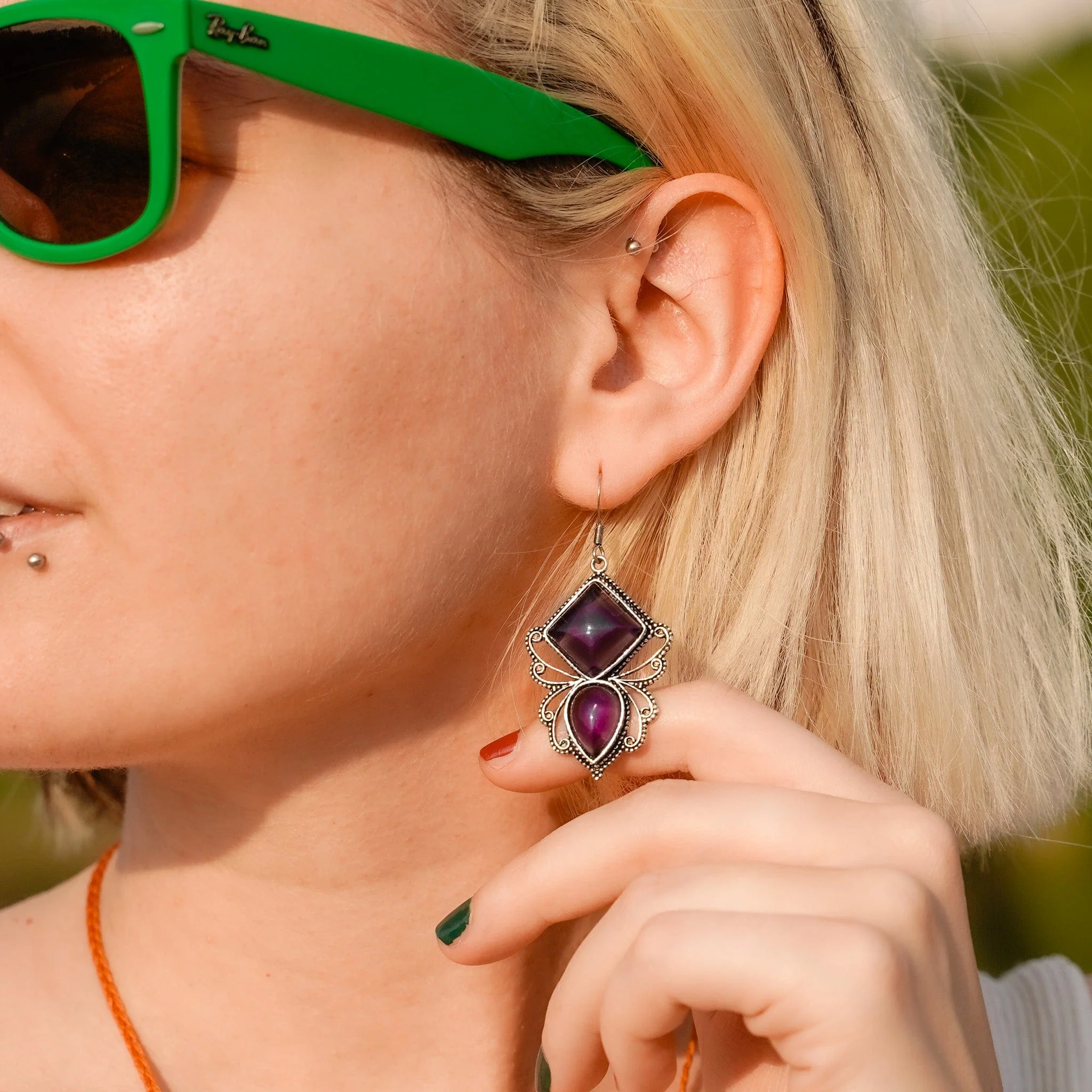 Purple Butterfly Earrings - Image 4