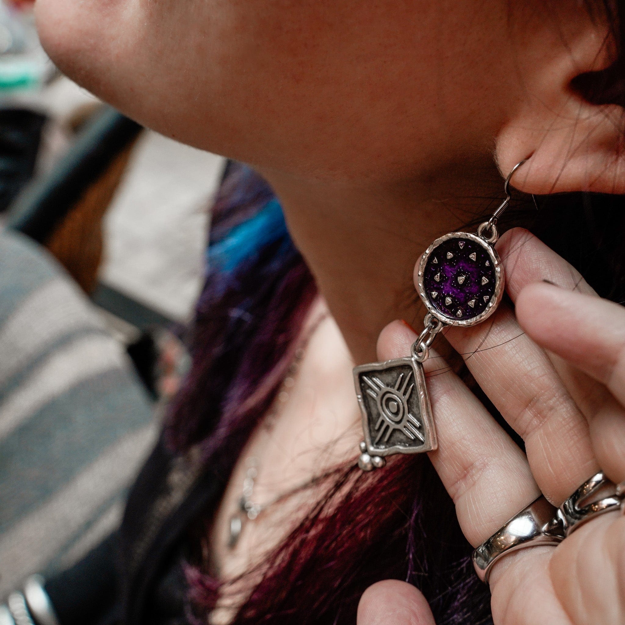 Purple Caravan Earrings - Image 2