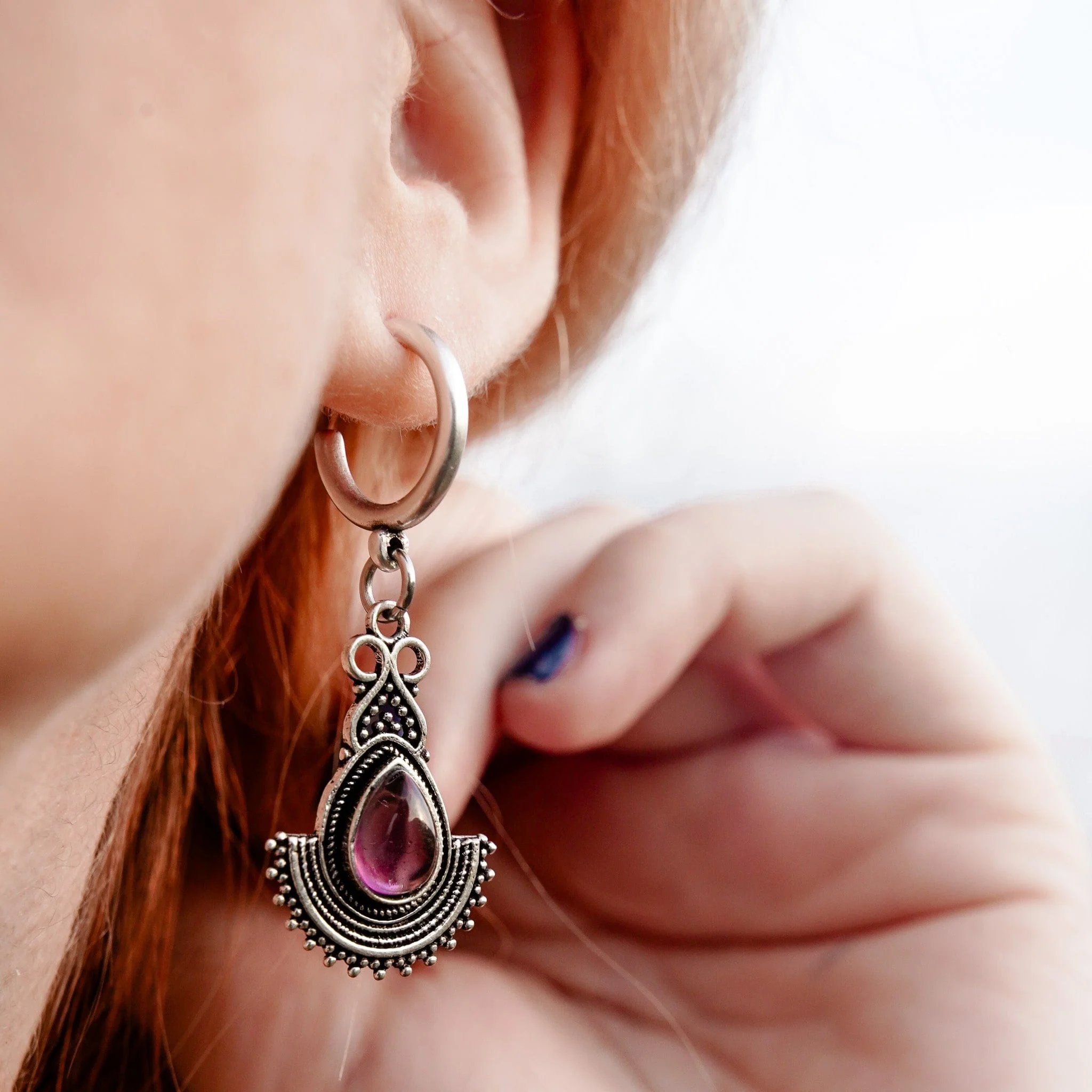 Purple Hoop Earrings - Image 2