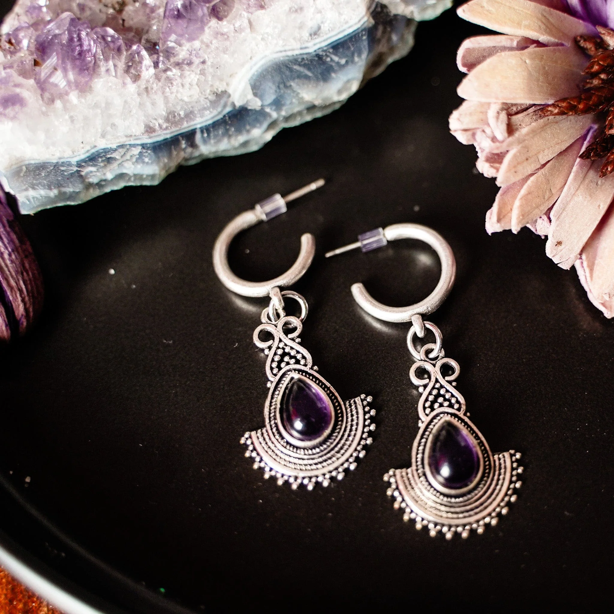 Purple Hoop Earrings - Image 3