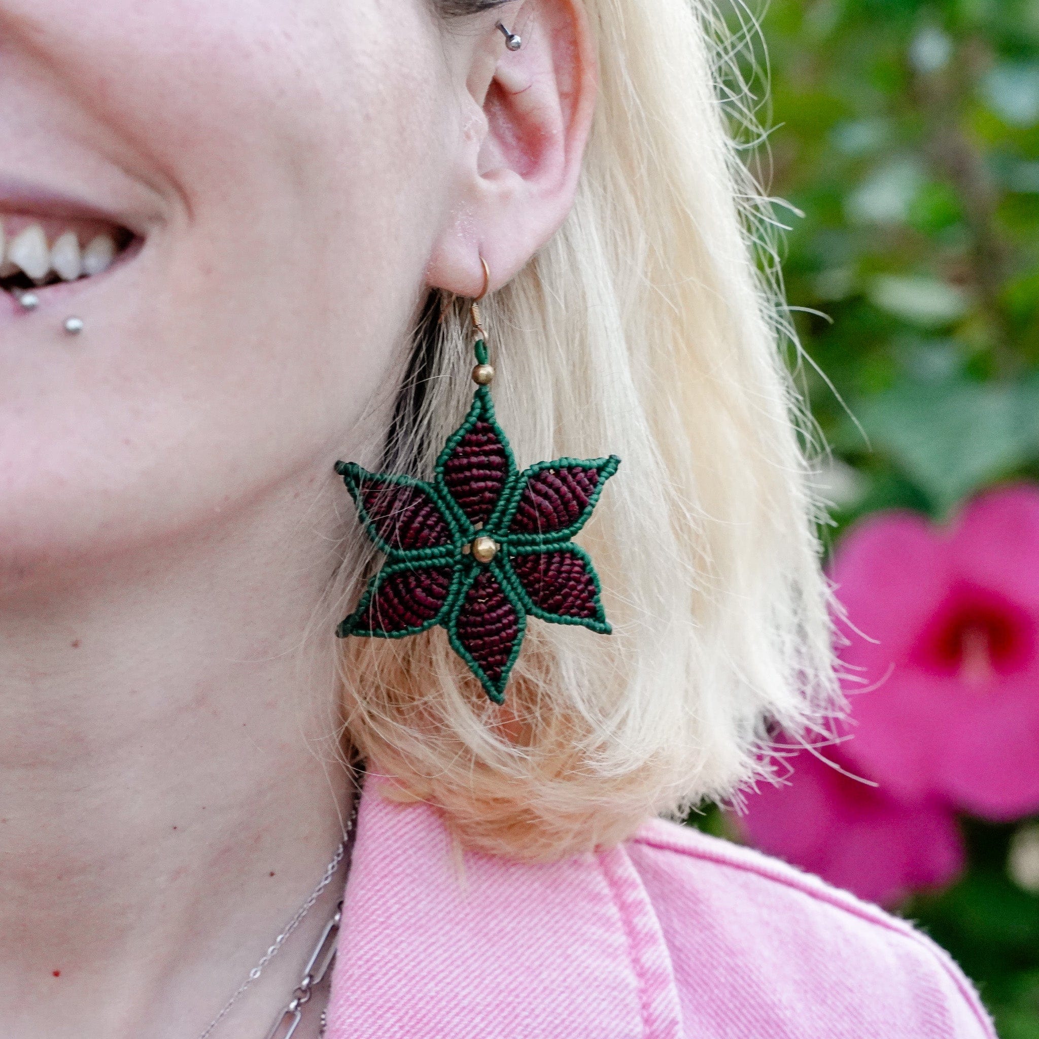 Red Flower Earrings - Image 3