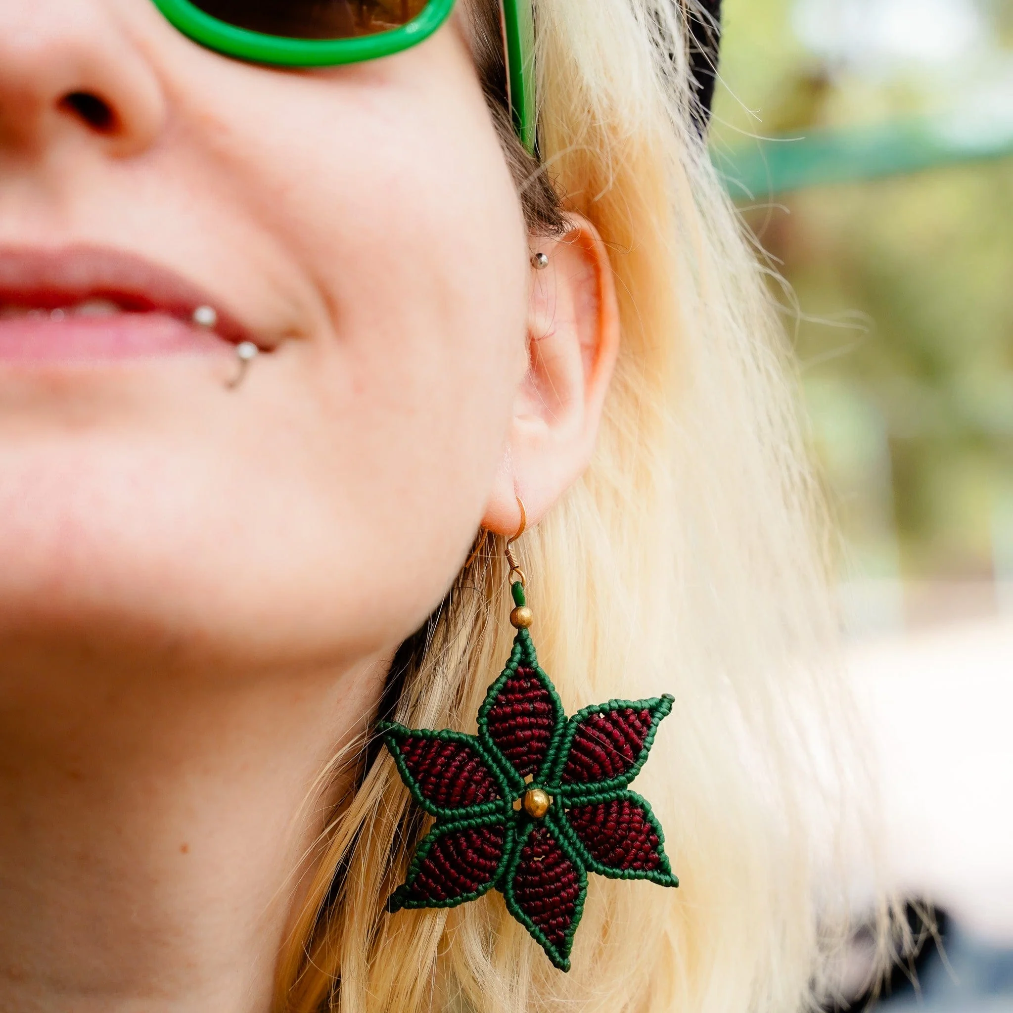 Red Flower Earrings - Image 4